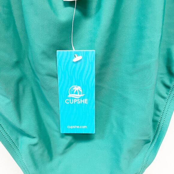 Cupshe Women's Green Ruched Cross Back One Piece Swimsuit Size Large - Picture 5 of 7
